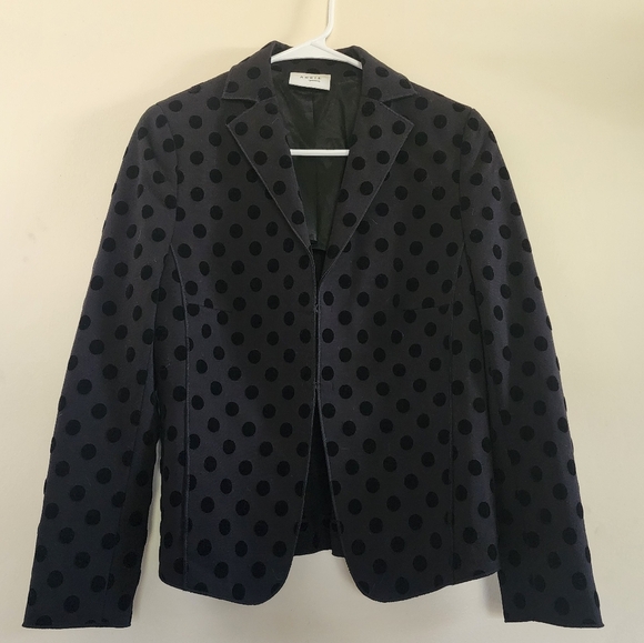 Akris Punto Black Velvet Polka Dot Blazer Jacket Size 10 - Picture 4 of 16